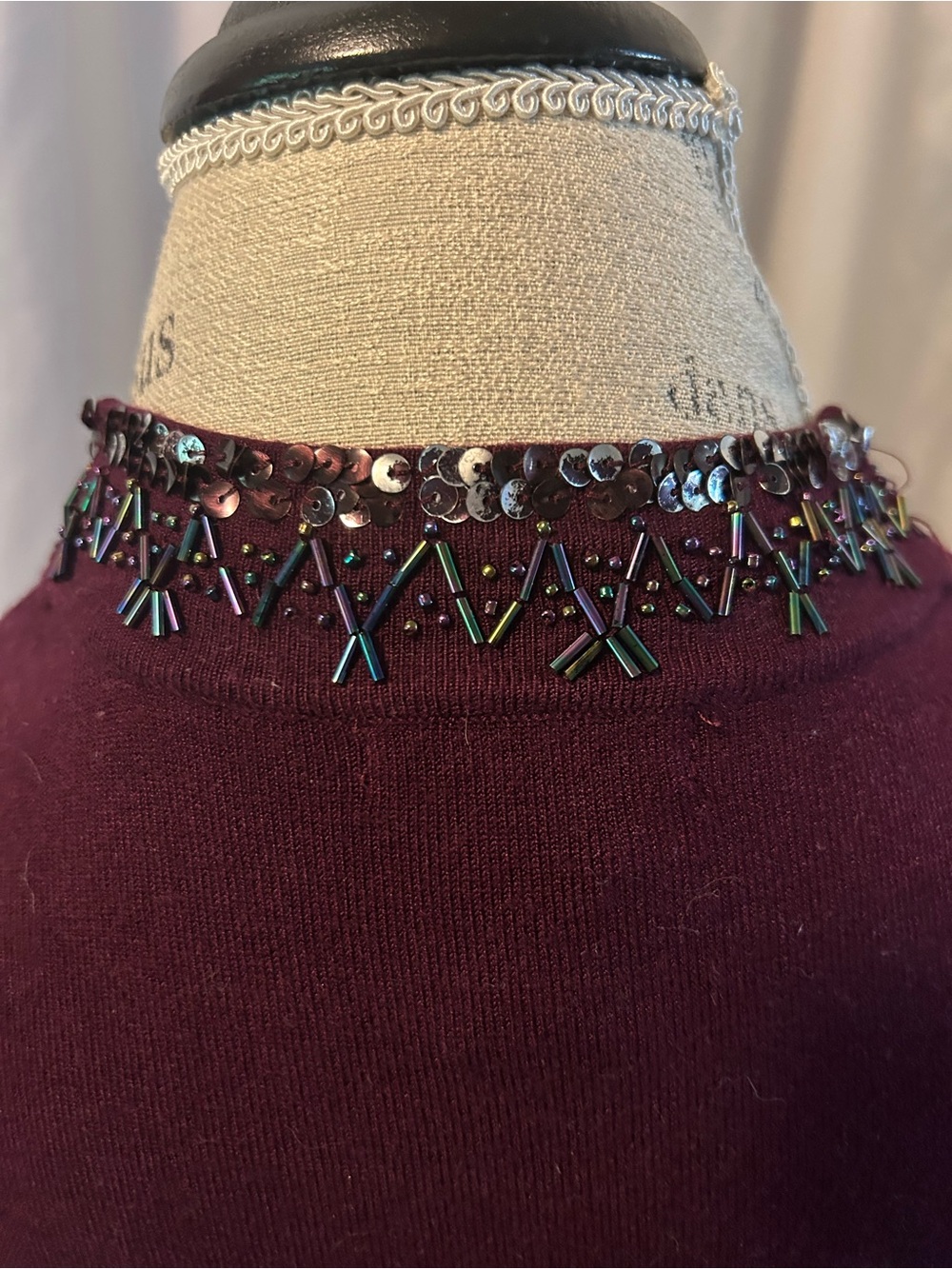 Plum Beaded & Sequined Bolero And Tank Set - Picture 7 of 7